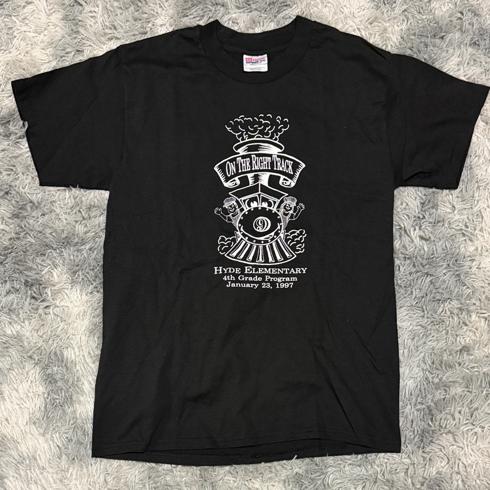 Vintage Single Stitch Shirt Medium Hanes Heavyweight Black